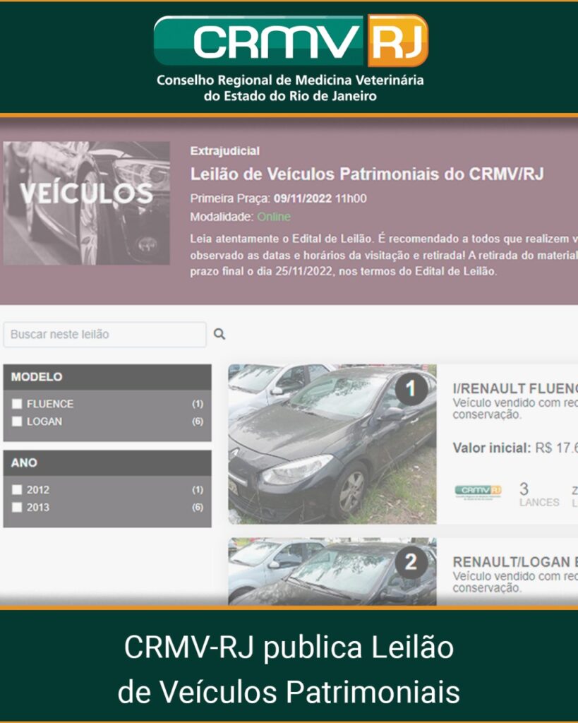 Leilão de veículos CRMV-RJ