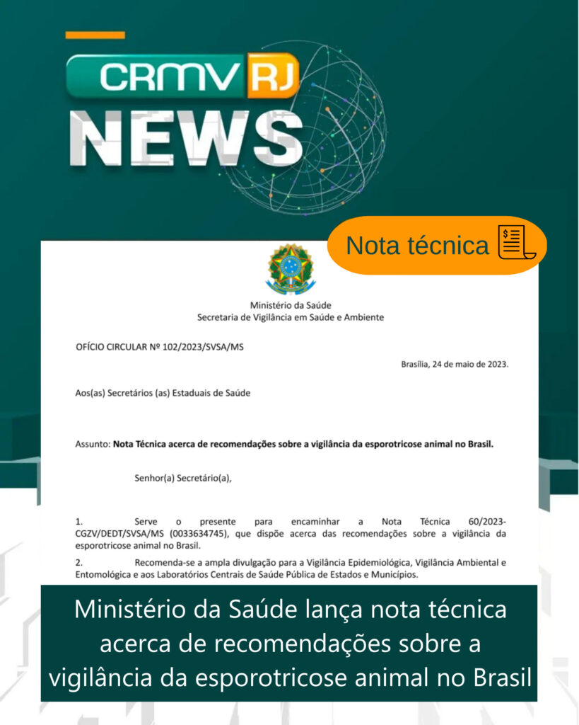 Ministério da Saúde lança nota técnica acerca de recomendações sobre a vigilância da esporotricose animal no Brasil