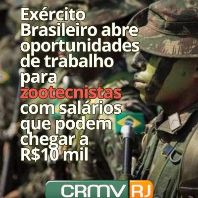 Exército brasileiro abre oportunidades de trabalho para zootecnistas com salário que podem chegar a R$10 mil